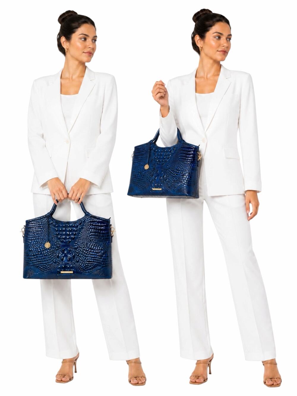 Brahmin Elaine Melbourne Leather Satchel Bag Sapphire Blue